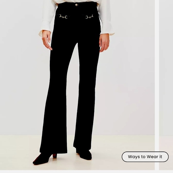 Loft Horsebit High Rise Slim Flare Jeans in Classic Black Wash 29 - Picture 1 of 7